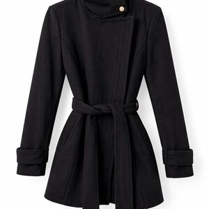 Black Wool Women’s Belted Coat XS/S Classic Chic